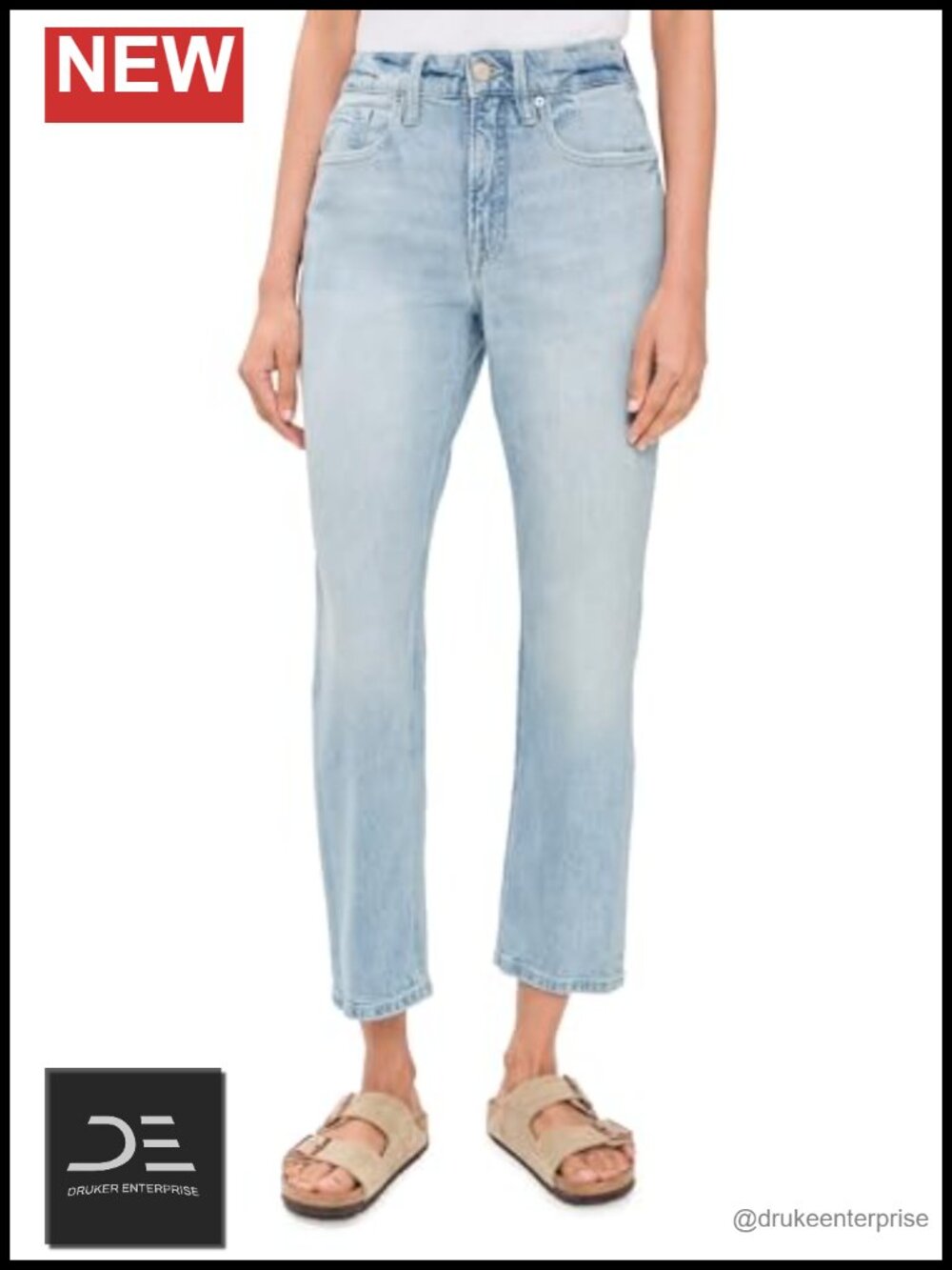 Good Icon Straight Ankle Jeans Mid-Rise Button Fly Non-Stretch